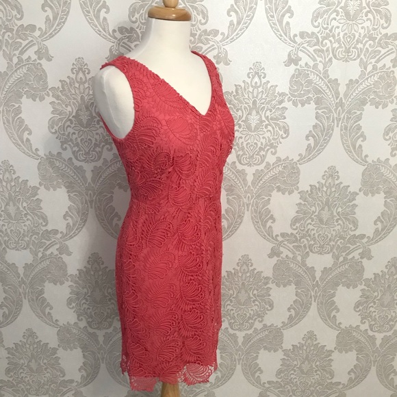 NWT Ann Taylor Loft Coral Lace Dress - Picture 3 of 7